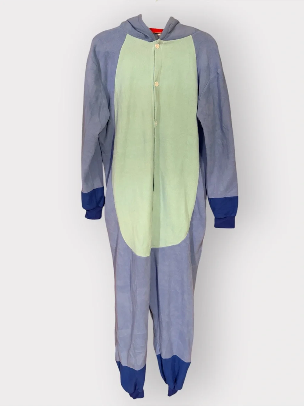 Disney Stitch Onesie Costume Union Suit Large Fleece Hooded Pajamas Kigurumi